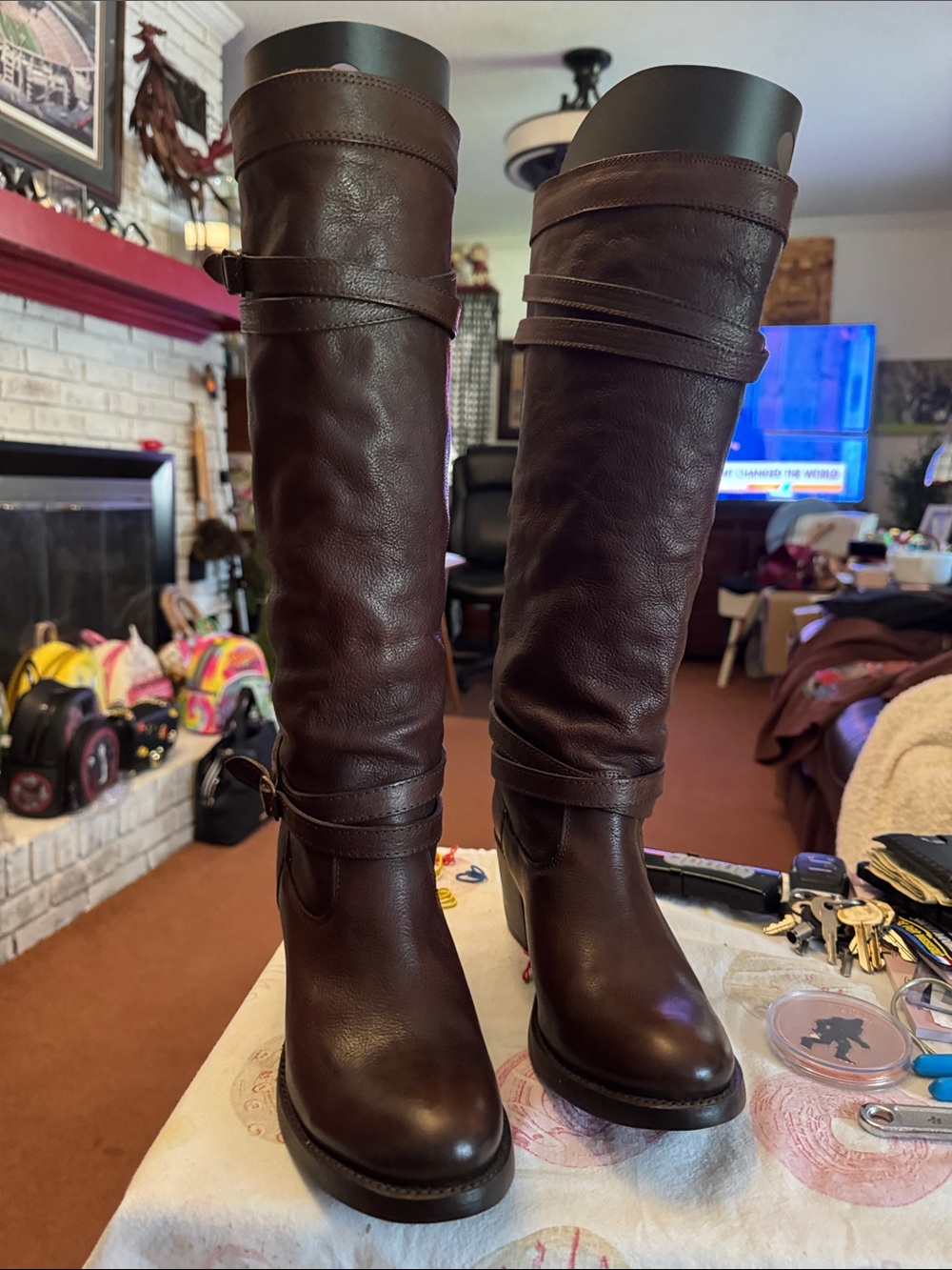 Frye Dark Brown Over-the-Knee Leather Boots